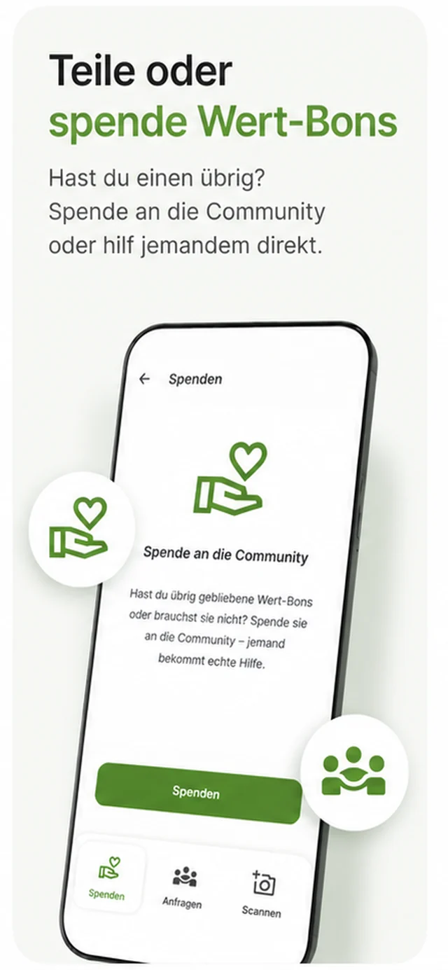 Wert-Bon – Teile oder spende Wert-Bons